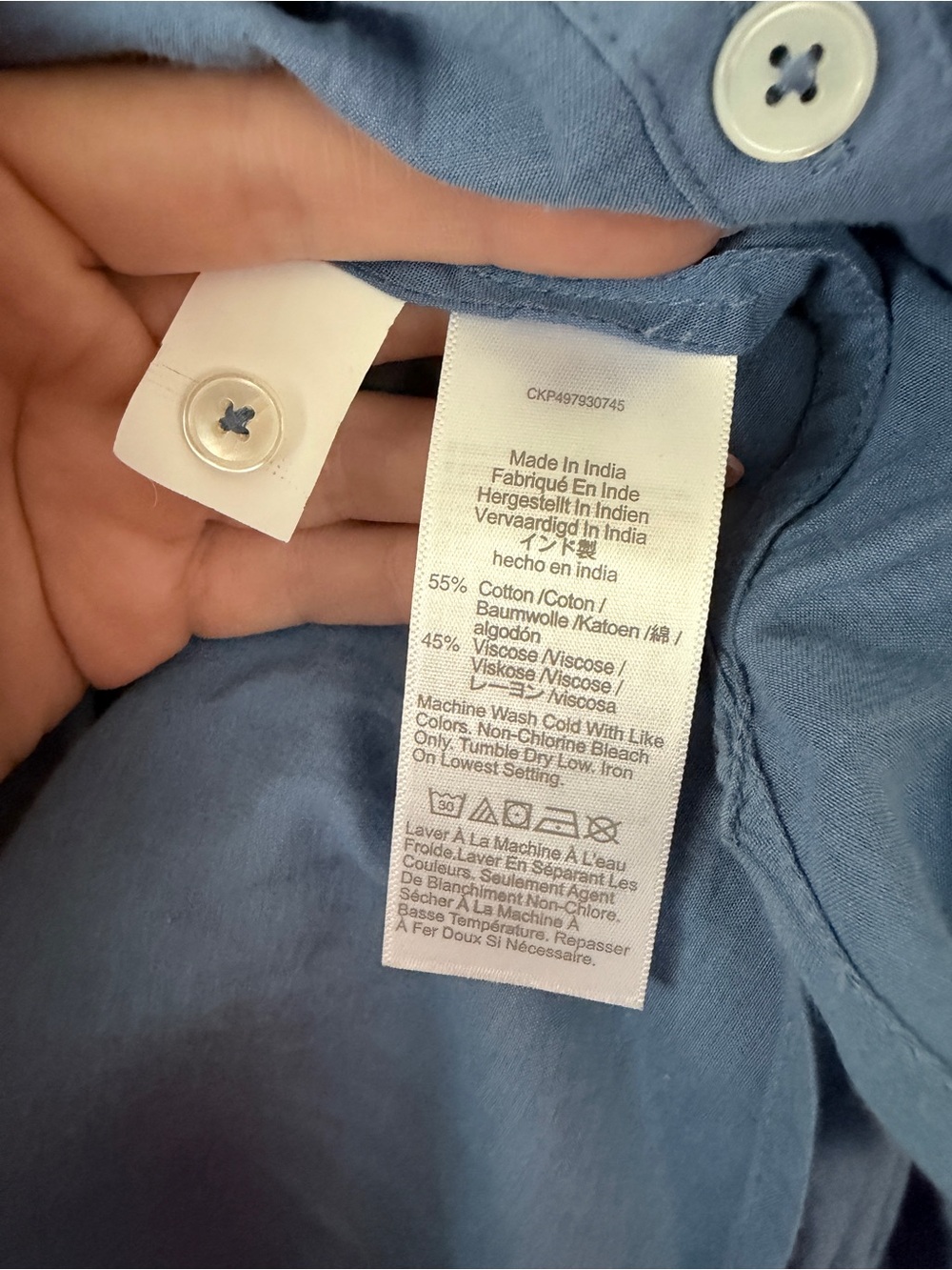 Madewell Blue Button-Front Pleated Peasant Blouse - Picture 8 of 8